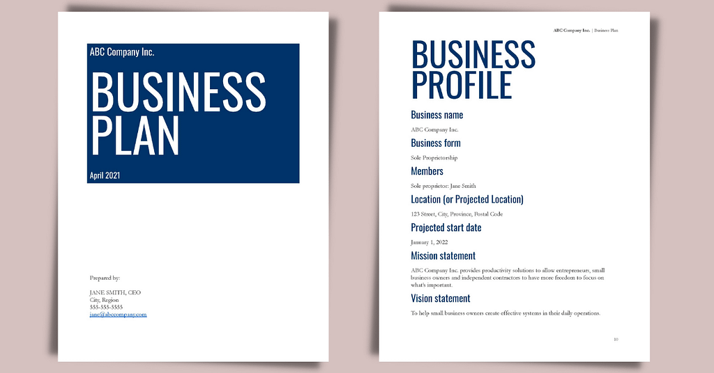 business plan profile meaning